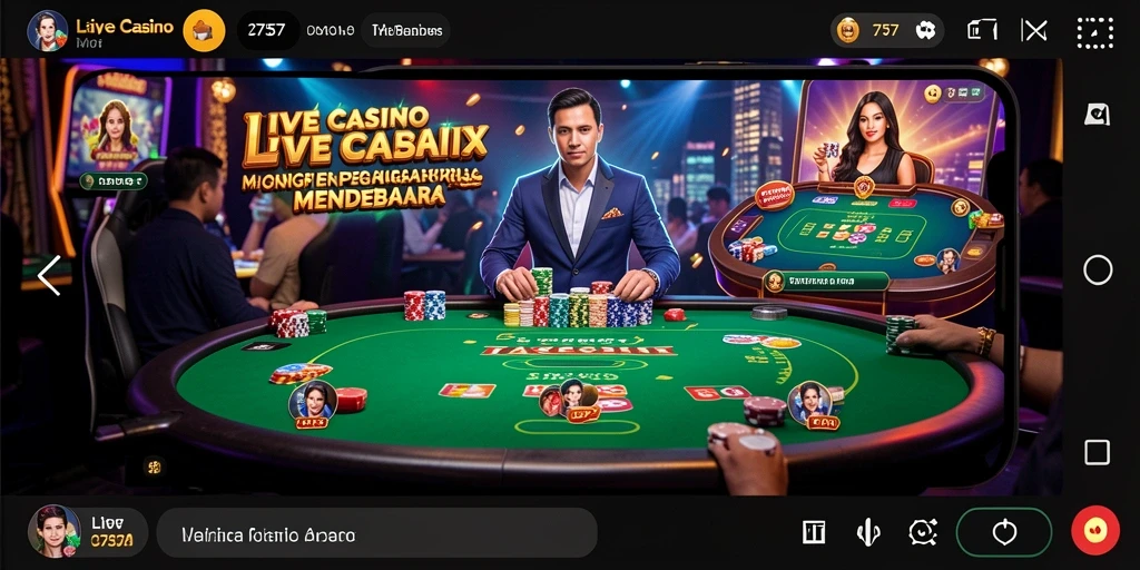 Screenshot gameplay Live Casino dengan dealer langsung yang profesional.