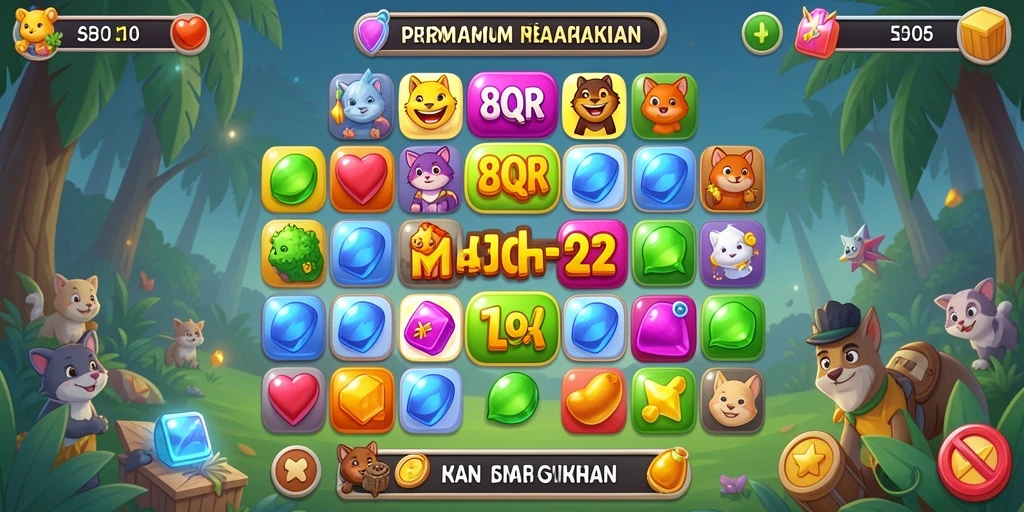 Gameplay Match-3 yang seru dan menantang di 8QR.