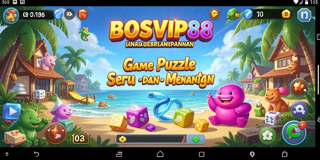 Screenshot utama BOSVIP88 menunjukkan gameplay puzzle yang menarik.