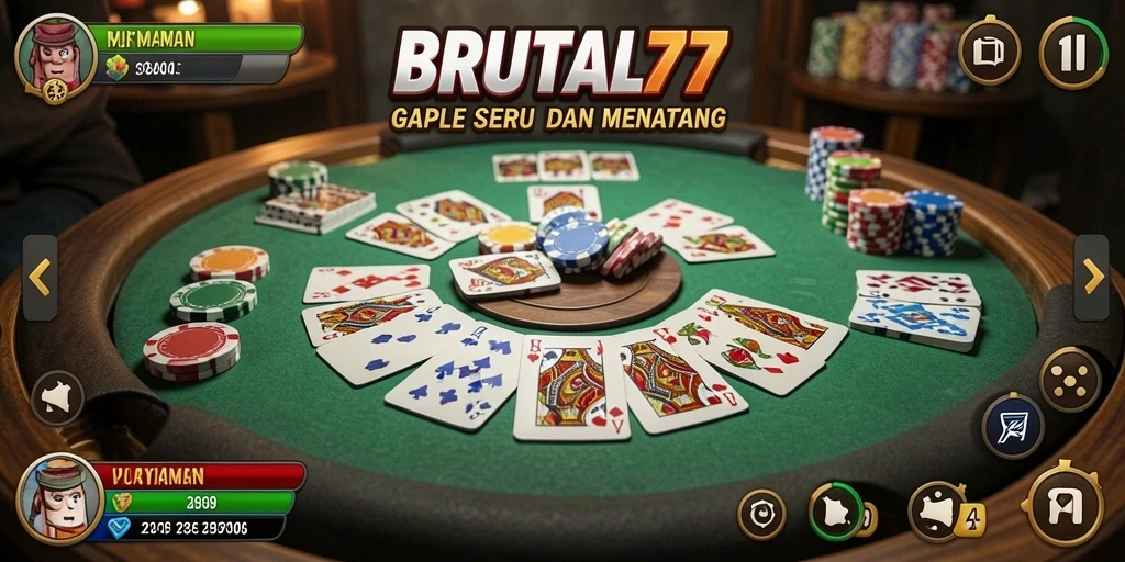 Tampilan gameplay BRUTAL77 saat bermain Gaple seru.