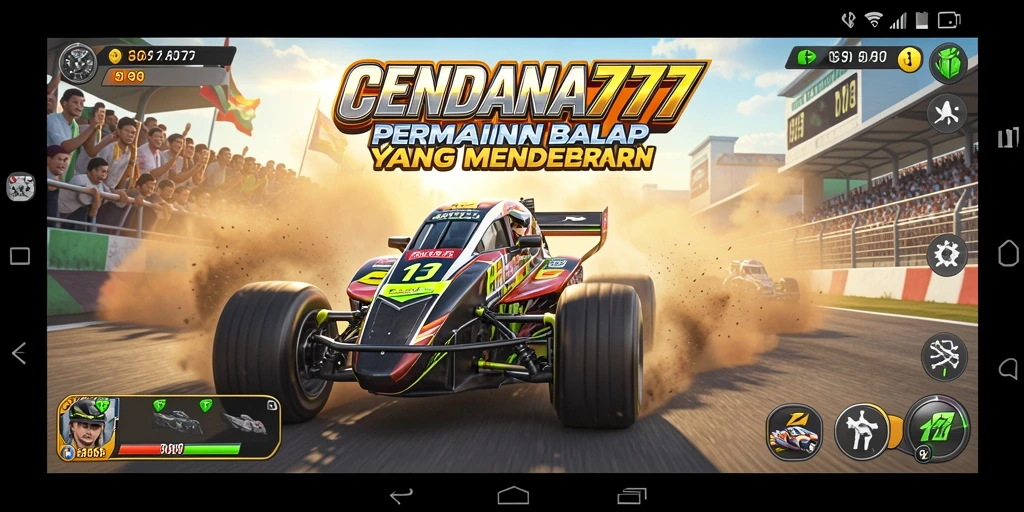 Tangkapan layar utama CENDANA777 menunjukkan aksi balapan penuh kecepatan.