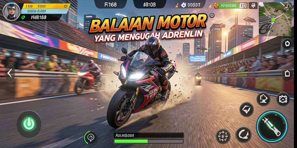 Screenshot gameplay FB168 menampilkan aksi balapan motor yang mendebarkan.
