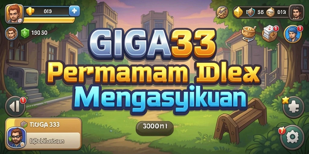 Tampilan utama GIGA33 dengan gameplay menarik dan karakter berwarna.