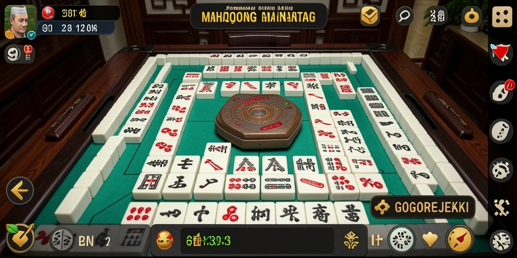 Tampilan gameplay GOGOREJEKI menampilkan ubin Mahjong yang berwarna-warni.