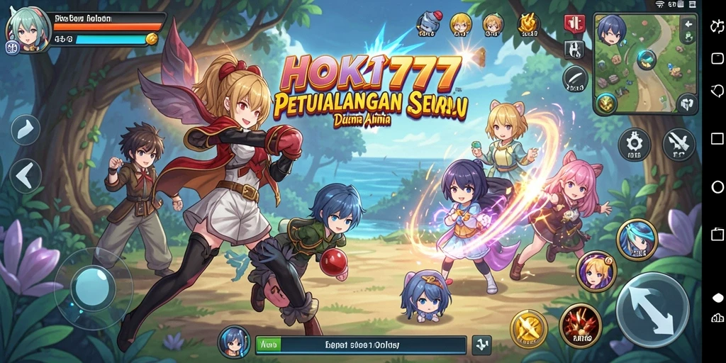 Screenshot gameplay HOKI777 menampilkan pertarungan karakter Anime yang seru.