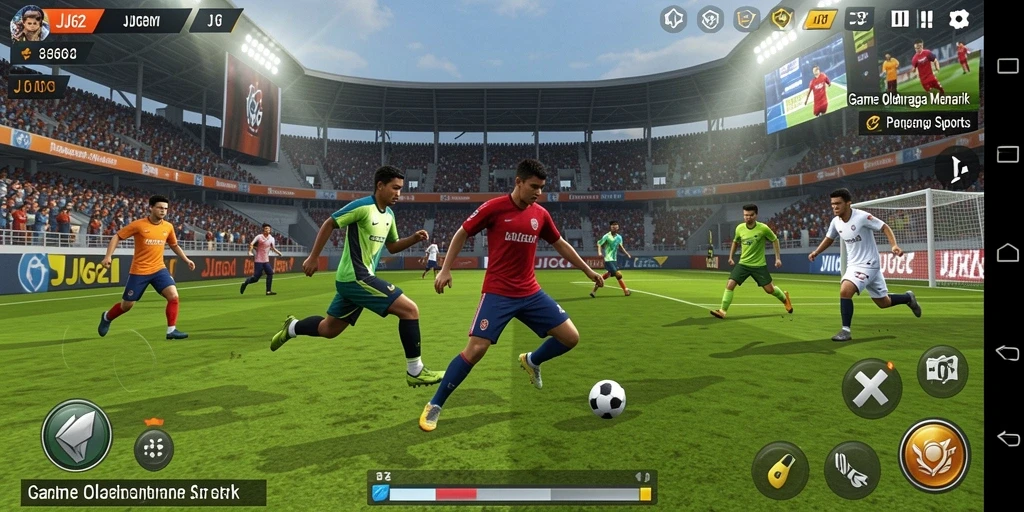 Screenshot gameplay JJ62 menampilkan aksi olahraga yang seru.