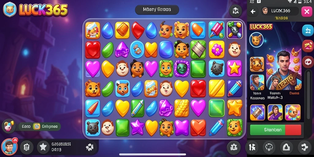 Gameplay seru LUCK365 dengan tantangan Match-3 yang menakjubkan.