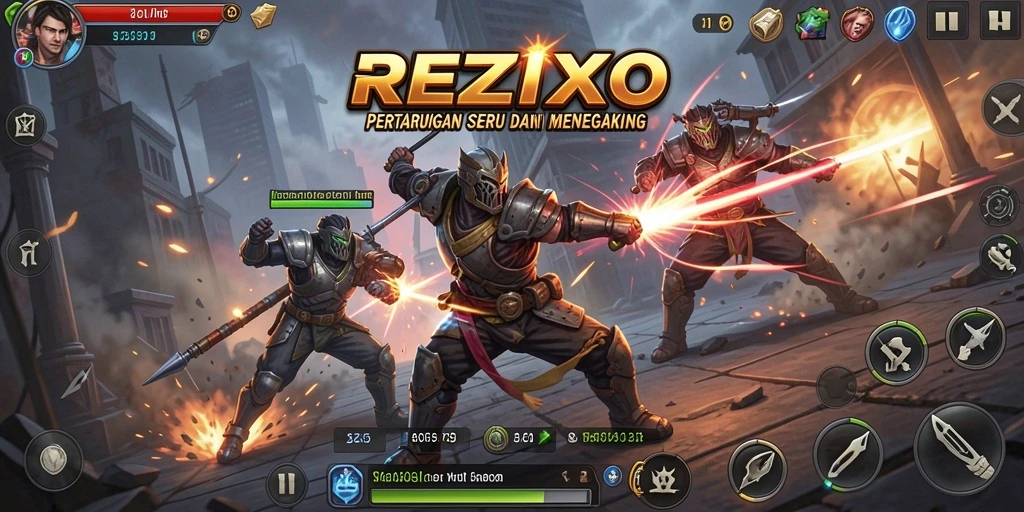 Tampilan gameplay seru dan mendebarkan di REZIXO.