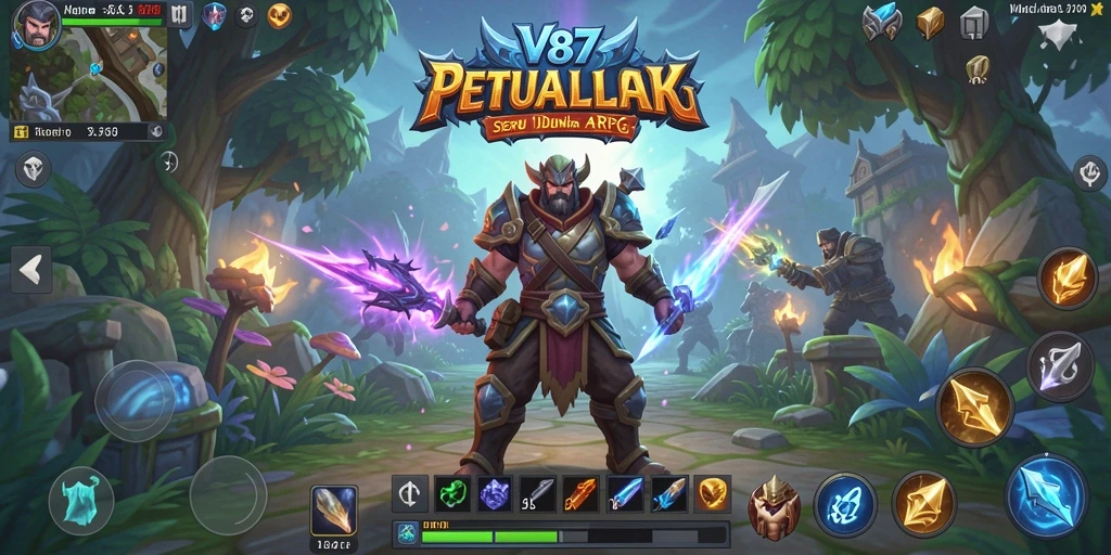 Screenshot gameplay V87 menampilkan pertarungan seru dan grafis menarik.